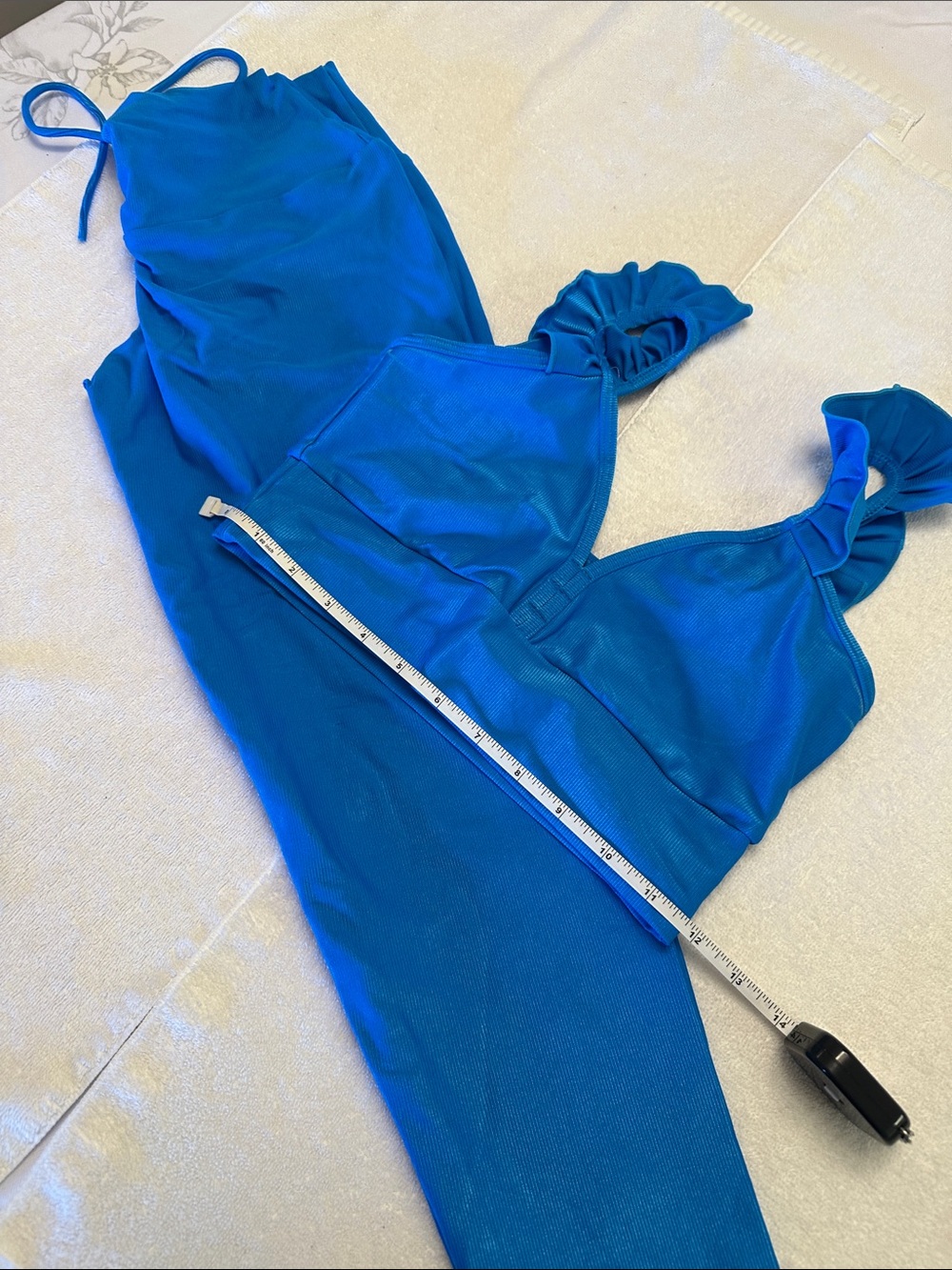 Source Unknown Royal Blue Ruffled-Strap Jumpsuit